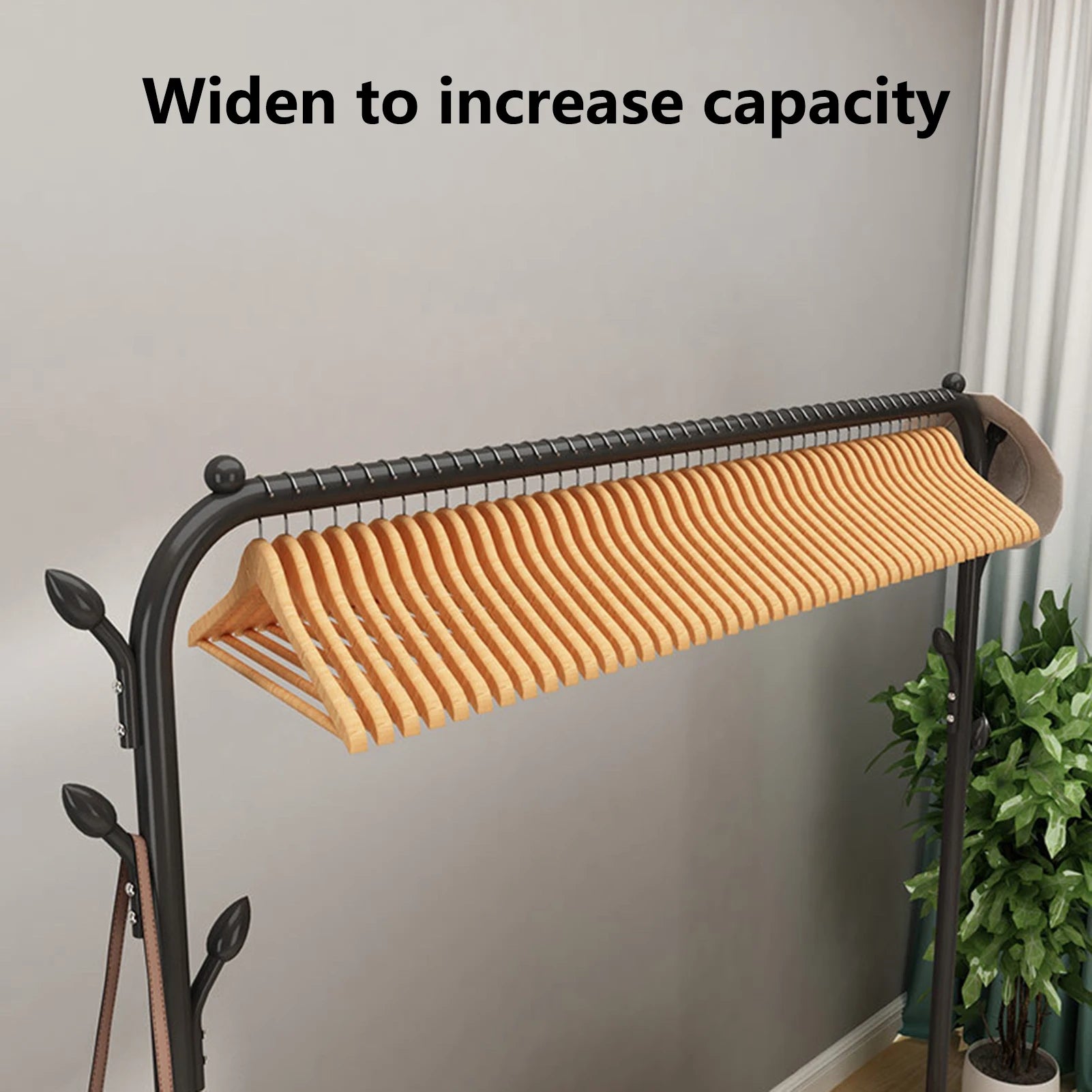 Bedroom Clothes Rack with Nightstand Storage – Coat Rack Stand Organizer & Shelf for Household Use